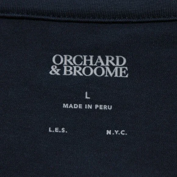 Orchard & Broome NWT Essex Short Sleeve Zip T-Shirt Size L in Blue Cotton Blend